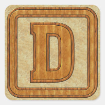 Wood Monogram D Stickers