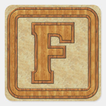 Wood Monogram F Stickers