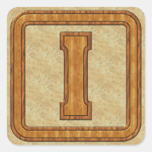 Wood Monogram I Square Sticker