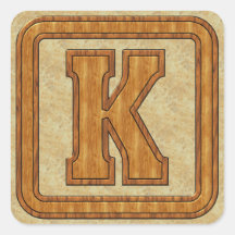 Wood Monogram K Sticker