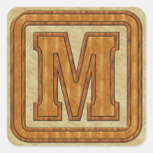 Wood Monogram M Sticker
