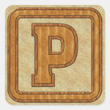 Wood Monogram P Stickers