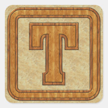 Wood Monogram T Square Stickers