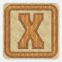 Wood Monogram X Square Sticker