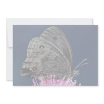 Wood nymph on pink thistle against blue sky custom invite