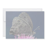 Wood nymph on pink thistle against blue sky custom invite