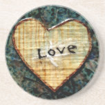 Wood Paper Heart with Love Drink Coasters