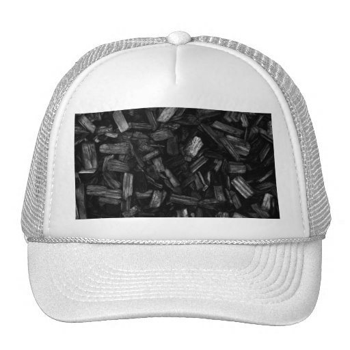 Wood pieces in black and white. trucker hat