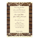 Wood Planks Cream Shabby Lace Wedding Invitation