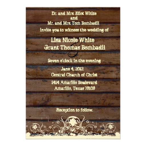 Wood Planks Shabby Lace Country Wedding Invitation