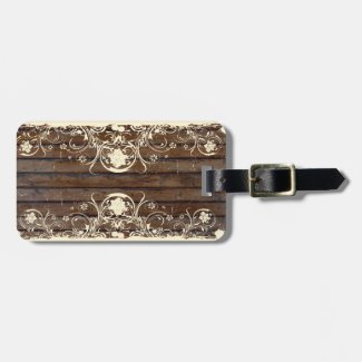 Wood Planks, Shabby Lace Luggage Tag