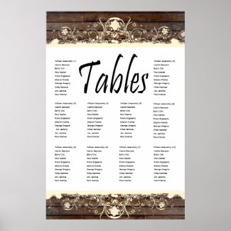 Wood Planks Shabby Lace Seating Chart zazzle_print