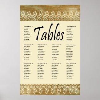 Wood Rings, Gold Tint Seating Chart zazzle_print
