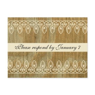 Wood Rings RSVP Postcard, gold tint zazzle_postcard