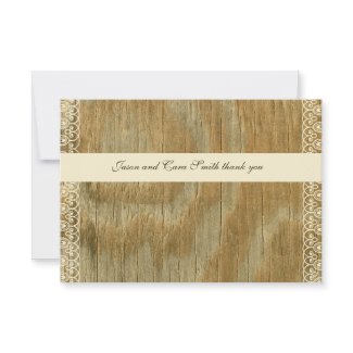 Wood Rings Shabby Lace flat thank you cards