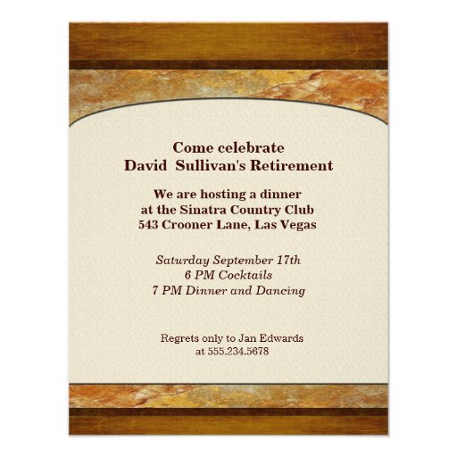 Wood Stone Business Executive Retirement 4.5x5.5 Invite