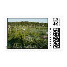 Wood storks on ladders stamp