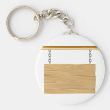Wood suspended sign illustration key chain