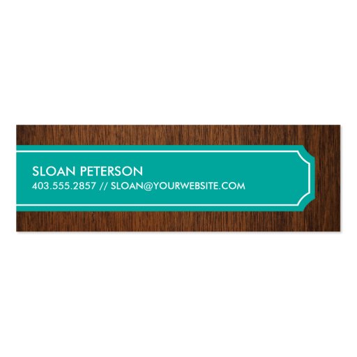 Wood Teal Calling Card Business Card (front side)