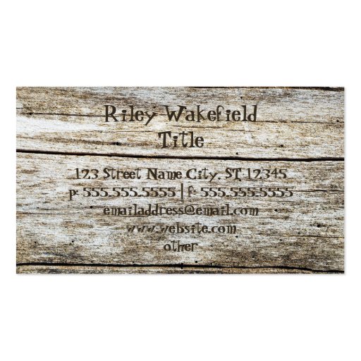 Wood Texture Carved Text Effect Business Card Templates (back side)
