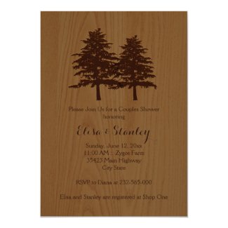 Wood & trees brown woodland wedding couples shower personalized invites