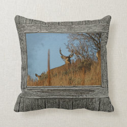Wood wall window mule deer 3 pillows
