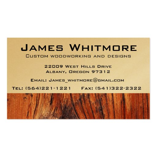 Wood working Cabinet Construction Business Cards (front side)