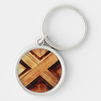 Wood X in Old Shed Wooden Door Key Chain