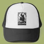 Woodcut Halloween Witch Trucker Hats