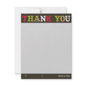 Woodcut holiday snowflake gray thank you note invitation