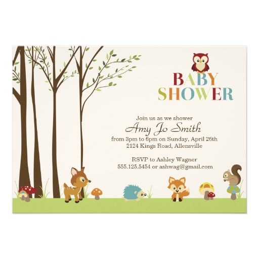 Wooded Baby Shower Invitation (front side)