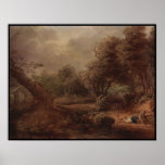 Wooded Rural Path and Two Small Homes Poster