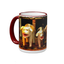 Wooden Barking Dogs mugs