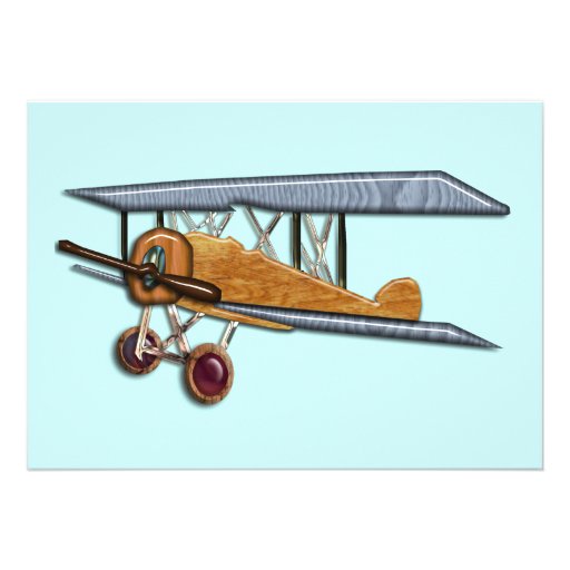 Wooden Biplane Invitation