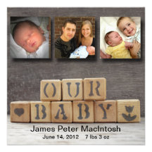 Wooden Blocks Baby Announcement
