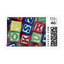 Wooden blocks with alphabets for kids postage