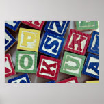 Wooden blocks with alphabets for kids posters