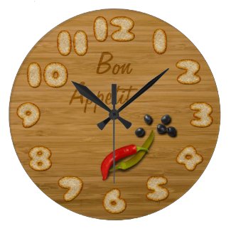 Wooden Board with Slices of Bread - Kitchen Clock