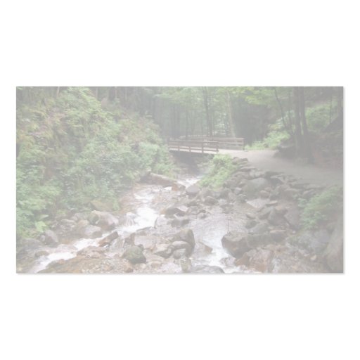 Wooden Bridge In The Forest With Water And Rocks Business Card Templates (back side)