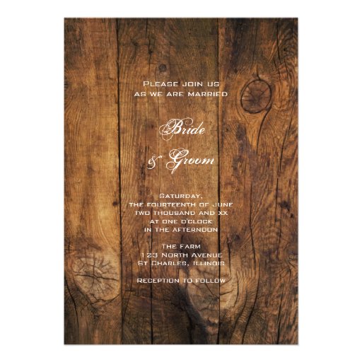 Wooden Bucket and White Daisies Country Wedding Personalized Invitations