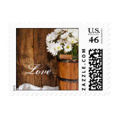 Wooden Bucket White Daisies Country Love Wedding Postage