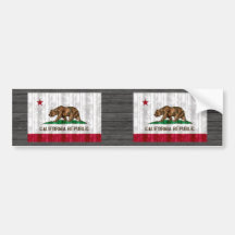 Wooden Californian Flag Bumper Sticker