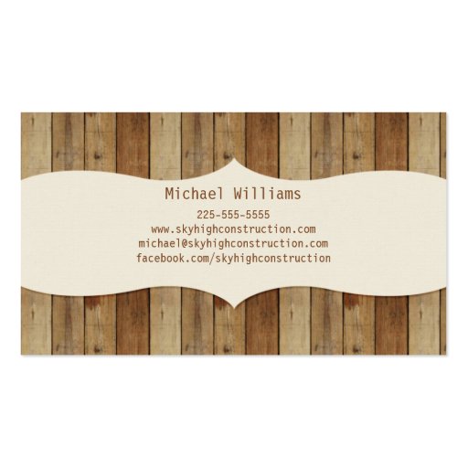 Wooden Carpentry Business Cards (back side)