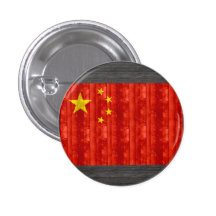 Wooden Chinese Flag Pinback Buttons