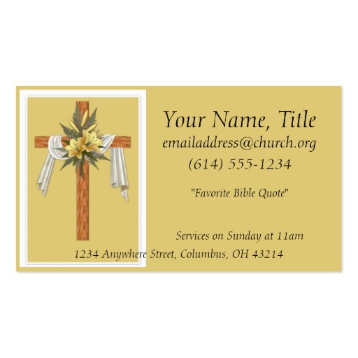 Wooden Christian Cross Business Cards (back side)