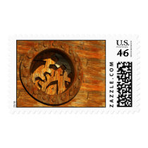 wooden clockwork postage stamps