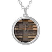 Wooden Cross Personalized Necklace