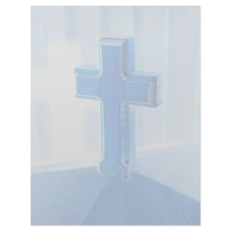 Wooden Cross photograph, blue tint, church