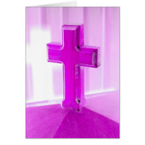 Wooden cross, purple version, photograph church greeting card