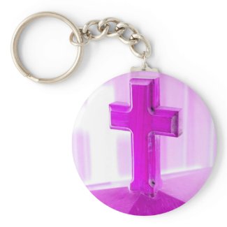 Wooden cross, purple version, photograph church